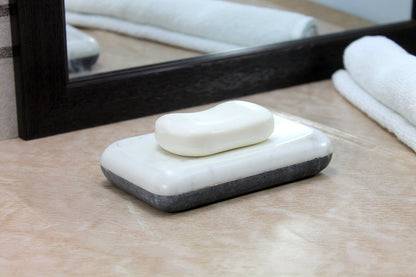 KLEO Natural Stone Soap Dish or Bath Accessories for Bath Tub or Wash Basin (Black with natural lines)