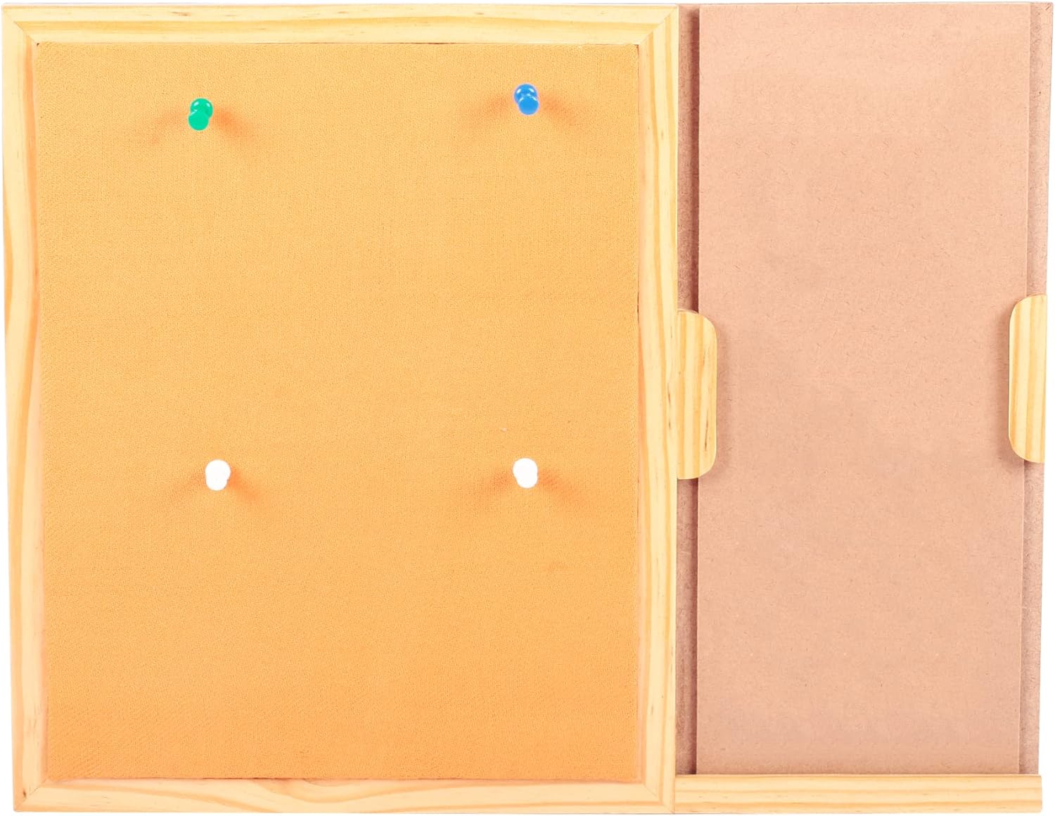 IVEI MDF Wood Square Pin Board/Bulletin Board & Push Pins for Fun Learning Kids Activity, with DIY Panel, Room Décor Notice Display Board, Orange & Black (14x11x1 in)