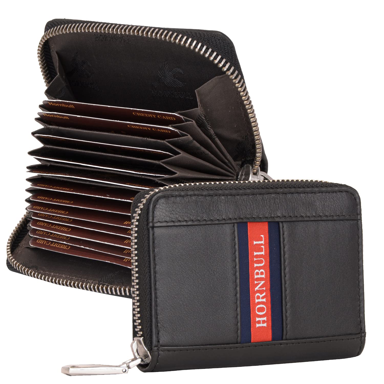 HORNBULL Dixon Black RFID Blocking Leather Wallet for Men | Vertical Credit Debit Card Holder