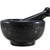 KLEO 6" Wide (BIG SIZE) Natural Stone Mortar and Pestle Set as Spice Grinder Medicine Masher - Okhli And Musal (Black)