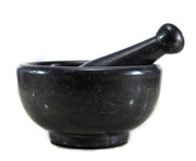KLEO 6" Wide (BIG SIZE) Natural Stone Mortar and Pestle Set as Spice Grinder Medicine Masher - Okhli And Musal (Black & White)