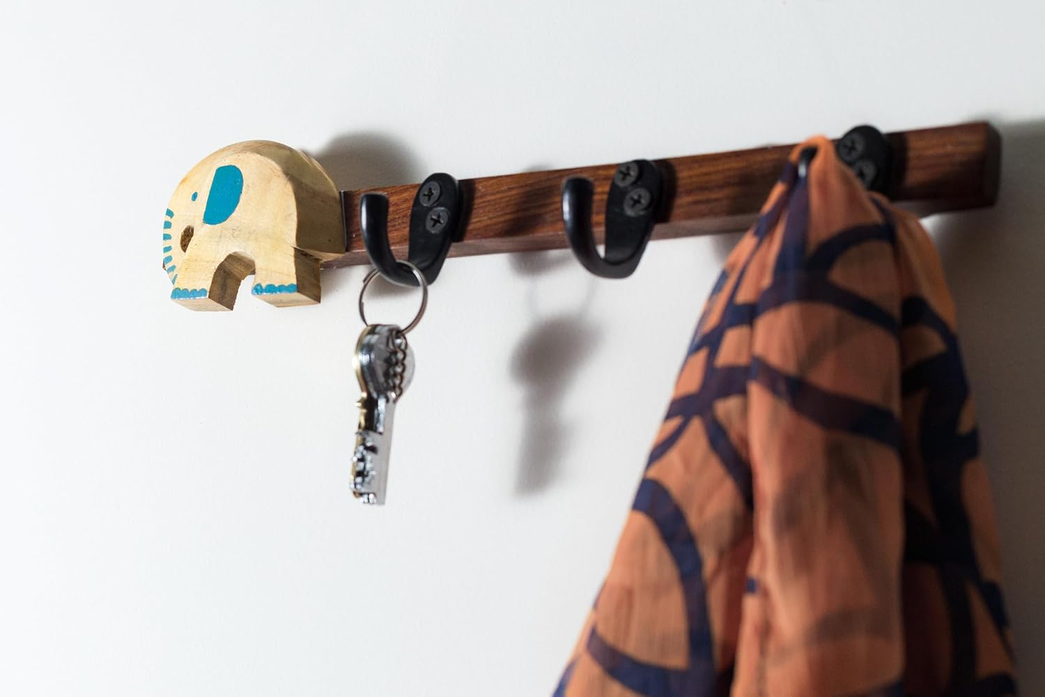 ESPLANADE Wooden Key Holder Mandala Print - Stylish Wooden Hook Holder for Clothes & Bags - Key/Jewellery Organizer Wall Hooks - Wall Mounted Unique Mandala Key Holder for Home Decor/Office Décor