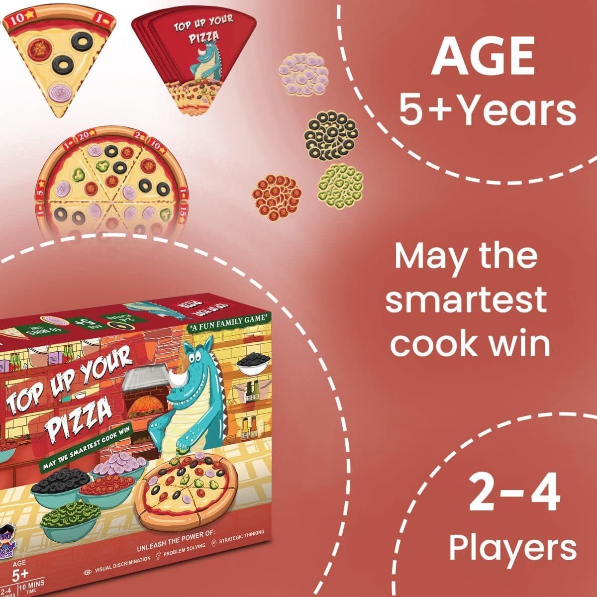 Pizza Games for Kids Ages 5-8, Unique Pizza Party Games, Cool Smart Learning Games Gifts for Boys and Girls, Fun Pretend Play Family Travel Games, Yuka Champs Educational Strategy Board Games