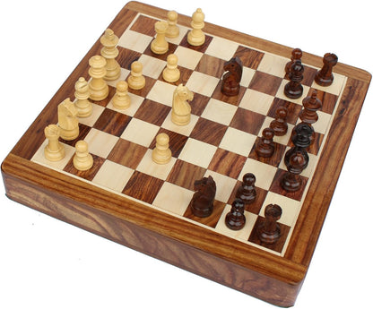 Limited Stock - Chess Set 12x12 Magnetic Chess Set Standard Board Game with Chessmen Storage Drawer Handmade in Fine Wood - Non-Folding