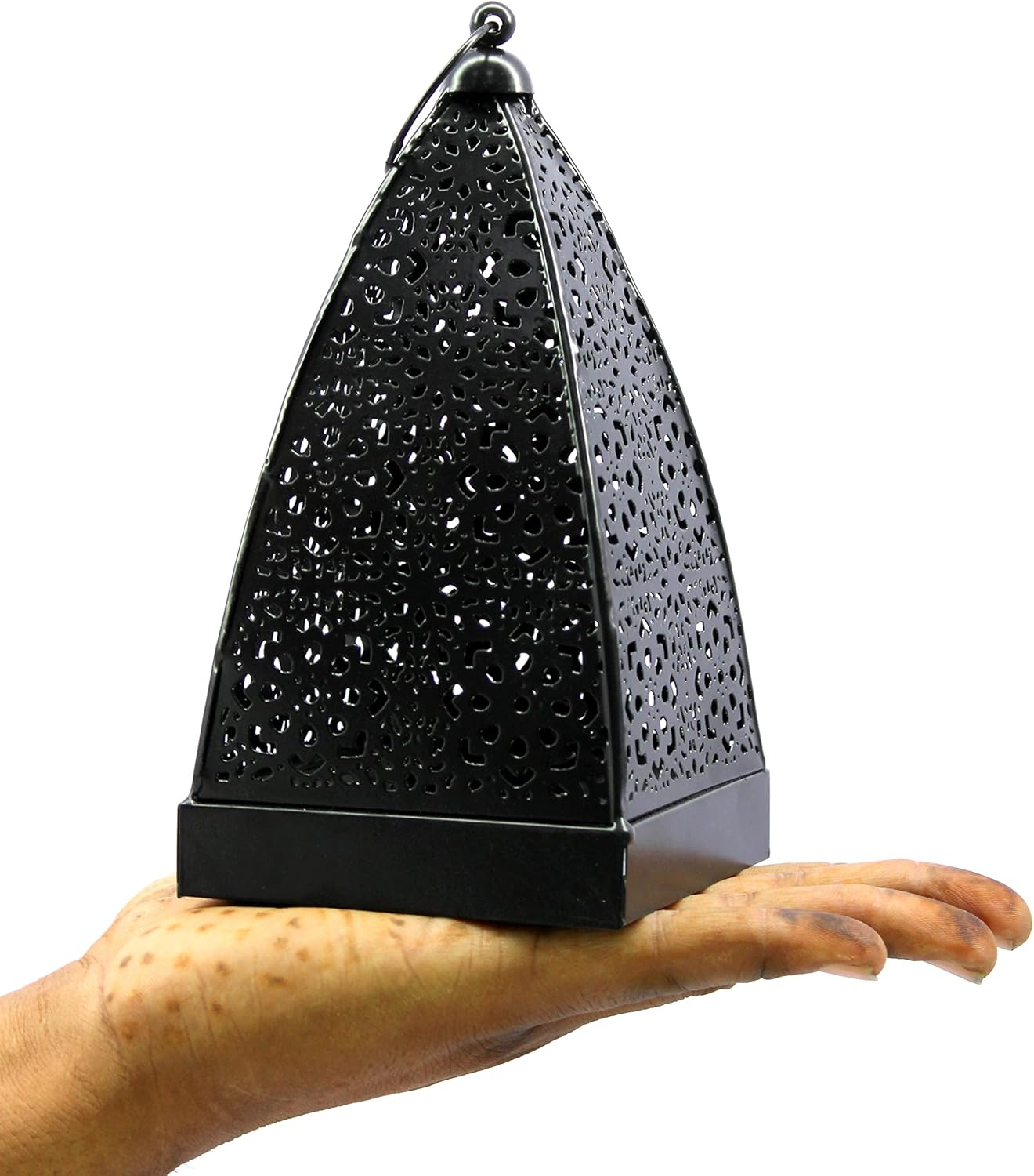 eSplanade Moroccan Lamp Metal Lantern Hanging Lamp Tealight Candle Holder - 7.5" Inches - Black