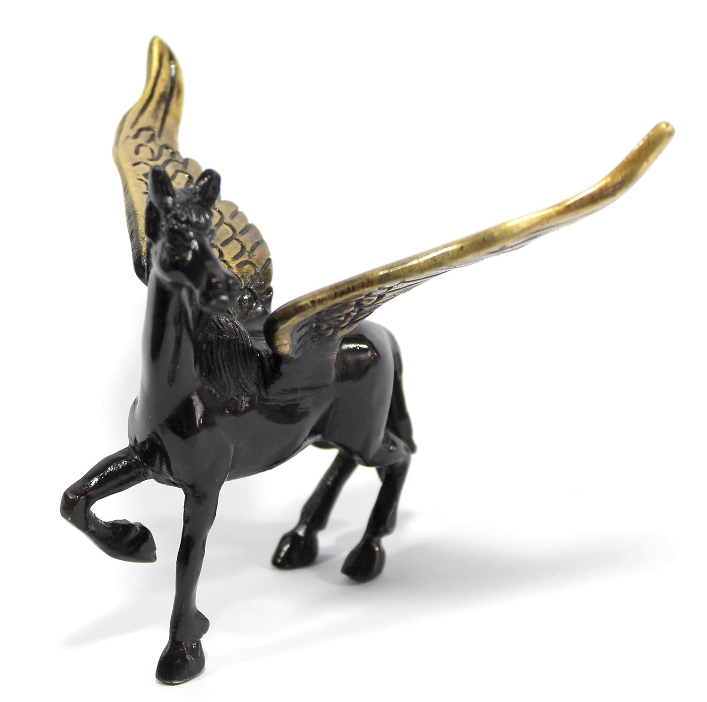 eSplanade Brass Flying Angel Horse Pegasus Showpiece Figurine Sculpture - Decorative Items - Home Decor - Black - 6" Inches (Length)