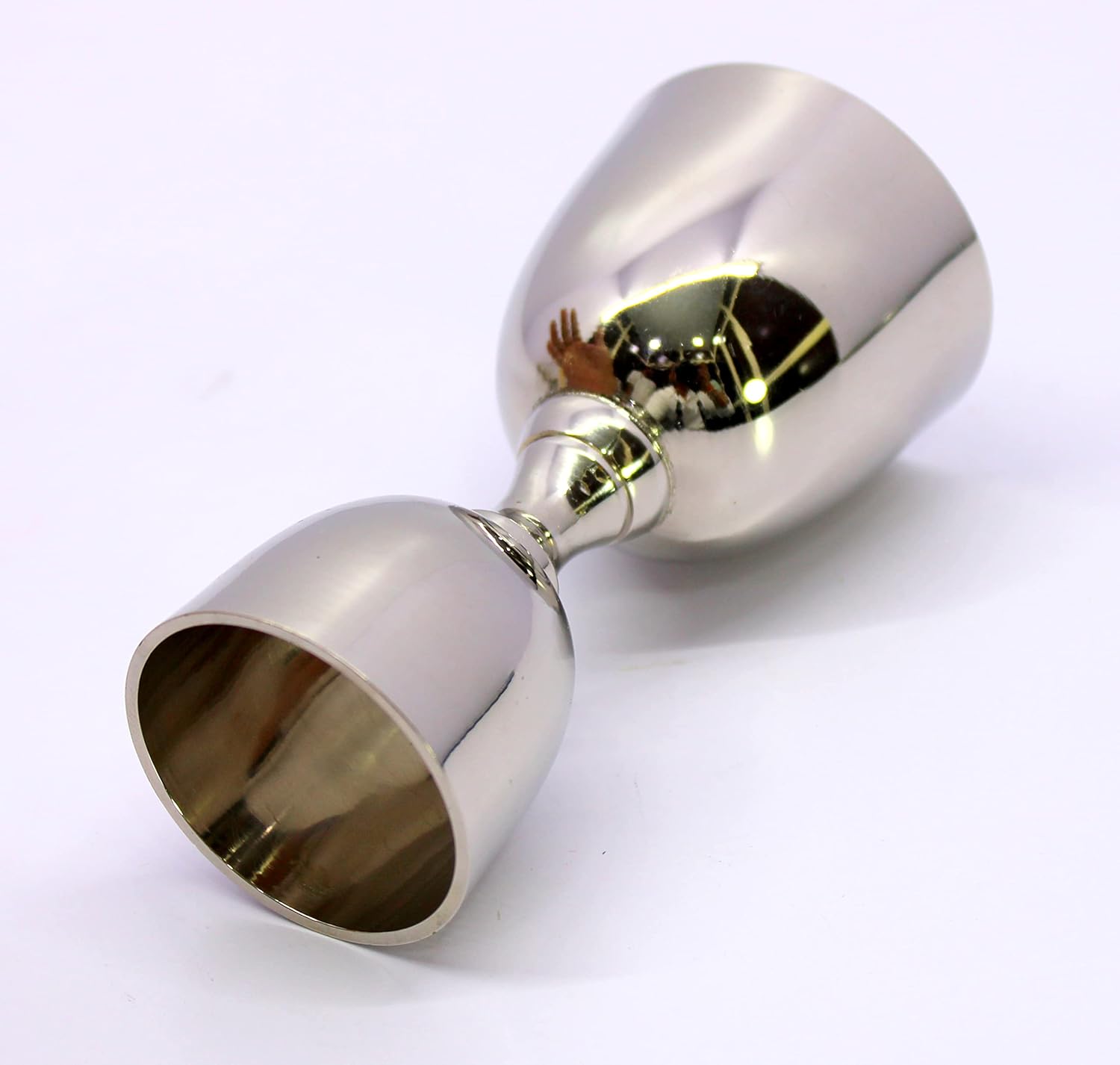 eSplanade Brass Liquor Peg Measuring Glass Jigger Bar Tool - Double Sided - 30 and 60 ml - Silver & Golden Engraved (Double Sided)