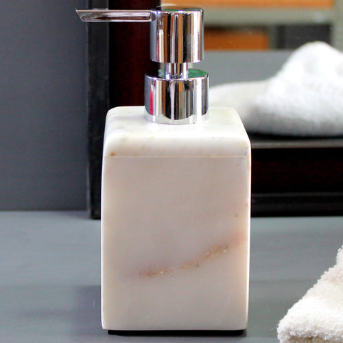 KLEO Soap/Lotion Dispenser - Made of Genuine Indian Marble - Luxury Bathroom Accessories Bath Set (Multicolour)