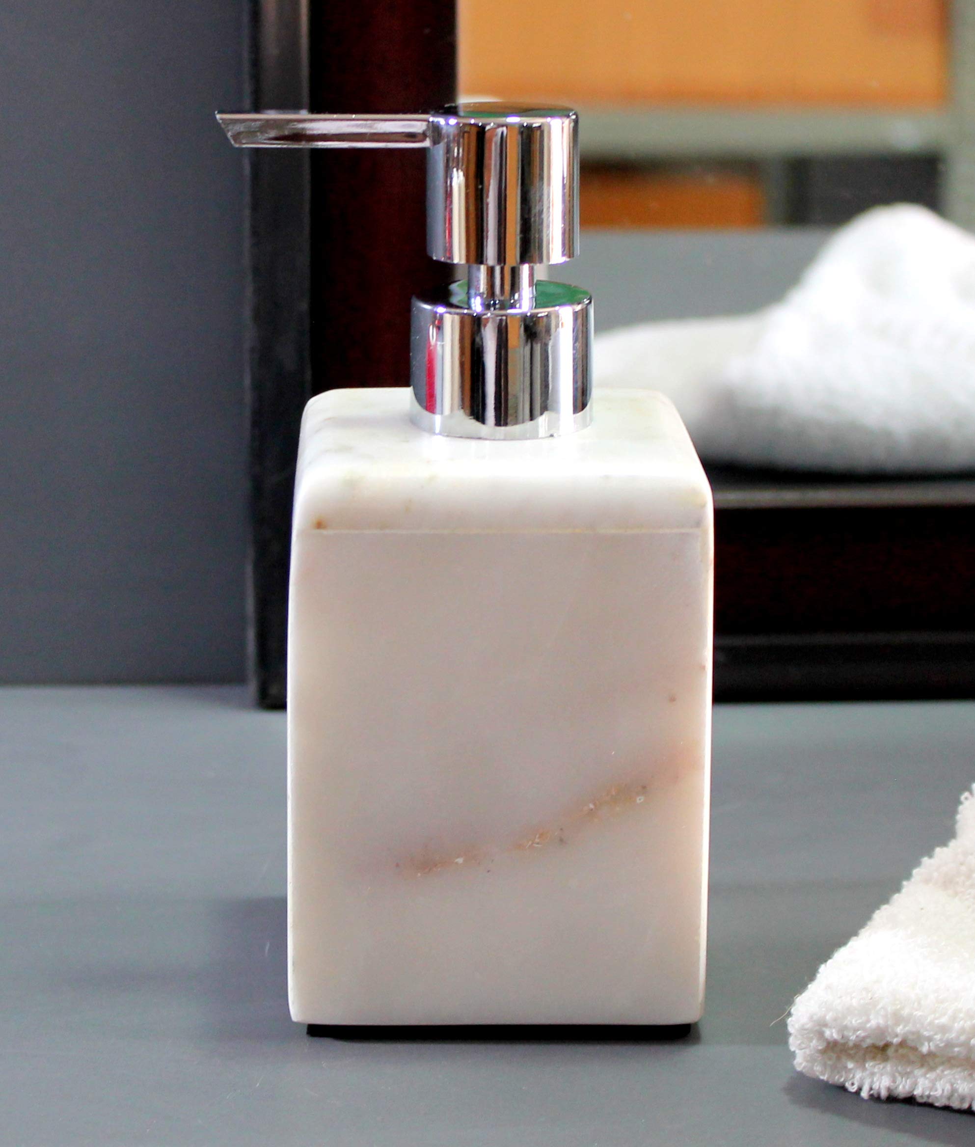 KLEO Soap/Lotion Dispenser - Made of Genuine Indian Marble - Luxury Bathroom Accessories Bath Set (Multicolour)