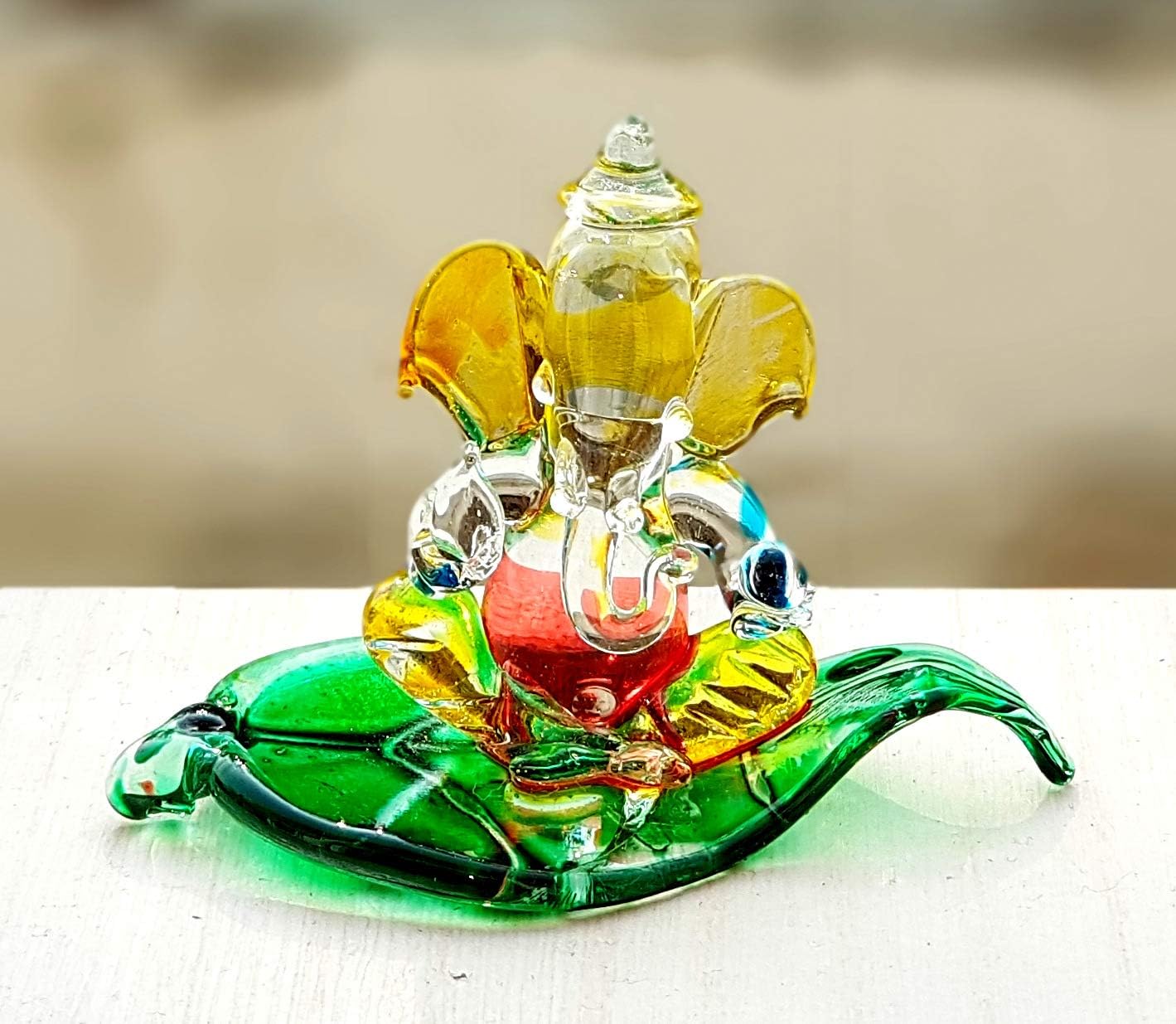 StonKraft Ganesha Ganesh Murti Idol Statue Sculpture (2.5") Car Dashboard Idols | Crystal Glass