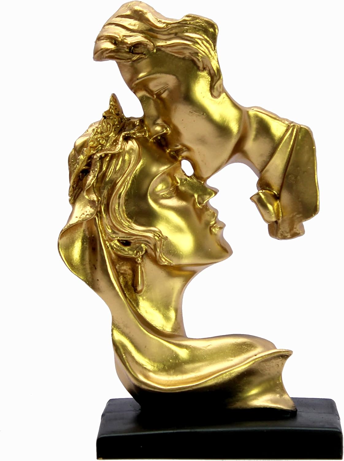 ESPLANADE Love Couple Face Adventure Showpiece Statue Sculpture Figure For Home Decor Valentine Day Gift | Resin- 10" Inches (Golden)