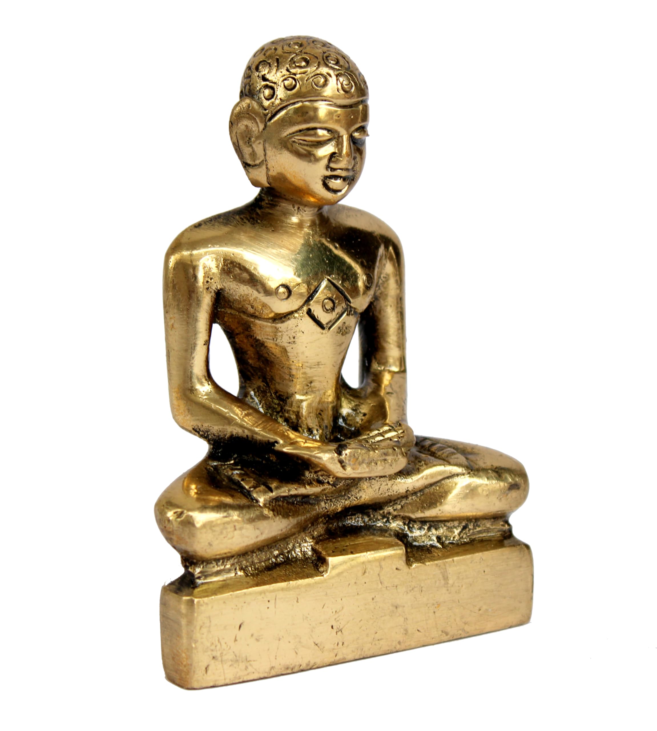 ESPLANADE Mahaveer Jain Mahavir Swami Murti Statue Idol Sculpture - Brass - 4" Inches – Golden | Vintage Statue for Home Décor & Office Décor Showpiece