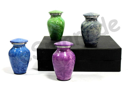 Esplanade- Cremation Mini urn Keepsake Memorial |Set of 4 Small urns for Ashes Funeral Burial Container jar Pot | Blue, Dark Green, Green, Pink - 4.5 Inches