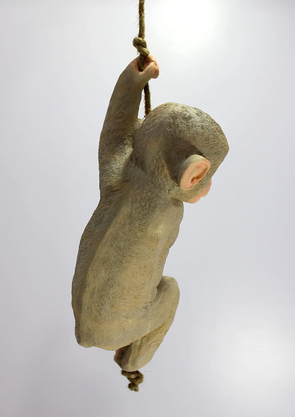 eSplanade Resin Hanging Monkey with Rope Showpiece for Home Decor - 15" Inches - Brown