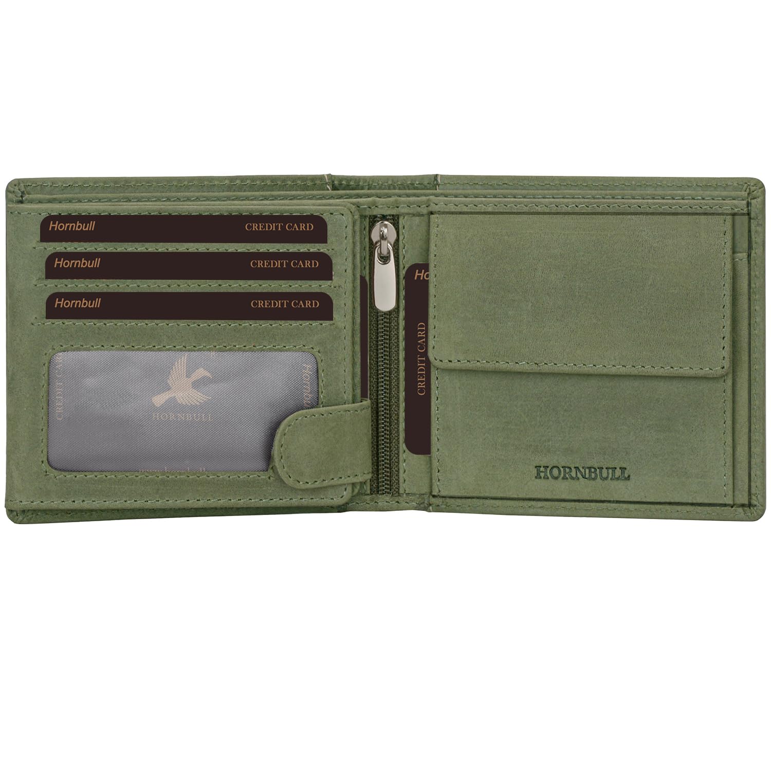 HORNBULL Themes Green RFID Blocking Leather Wallet for Men | Wallets Men Leather | Mens Wallet