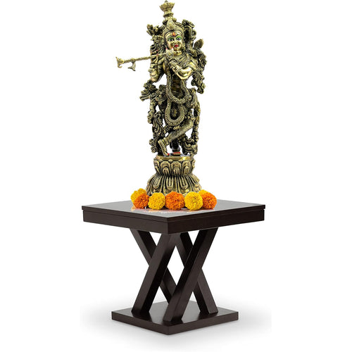 eSplanade Brass Krishna Krishan Murti Idol Statue Sculpture - Multi Colour - 21