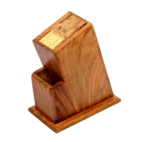 KLEO Knife Holder Stand for Kitchen - Universal Cutlery Holder in Teak Wood | Eco-Friendly, Durable, Multi-Size Knife Block with Anti-Slip Feet | Handmade by Skilled Artisans