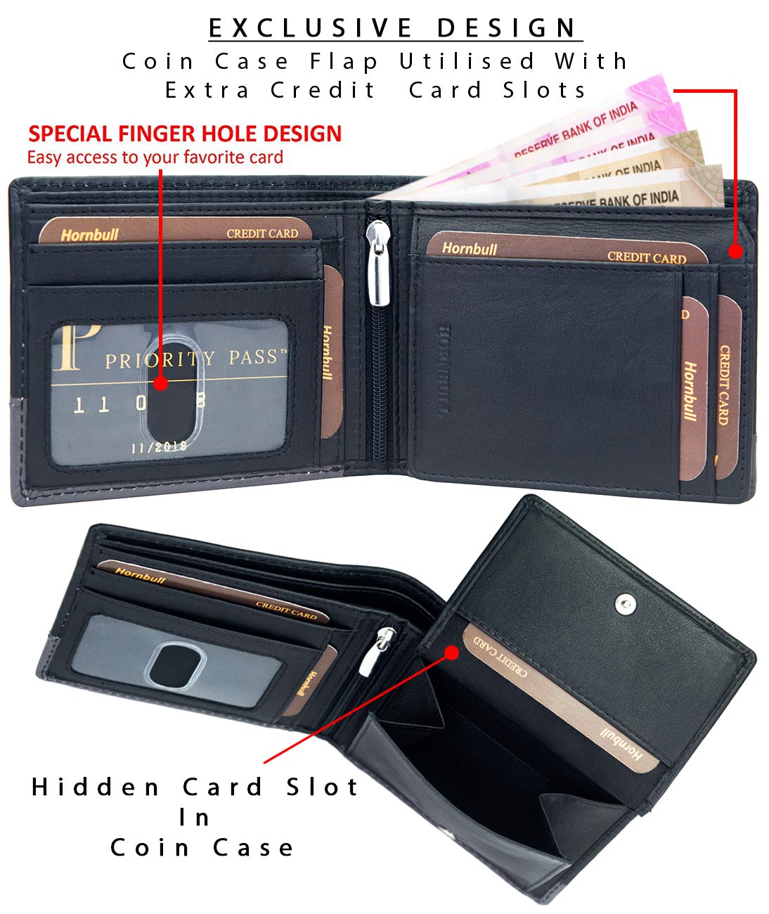 HORNBULL Buttler Black Mens Leather Wallet Ð Leather Wallet for Mens and RFID Blocking Genuine Leather Mens Wallet