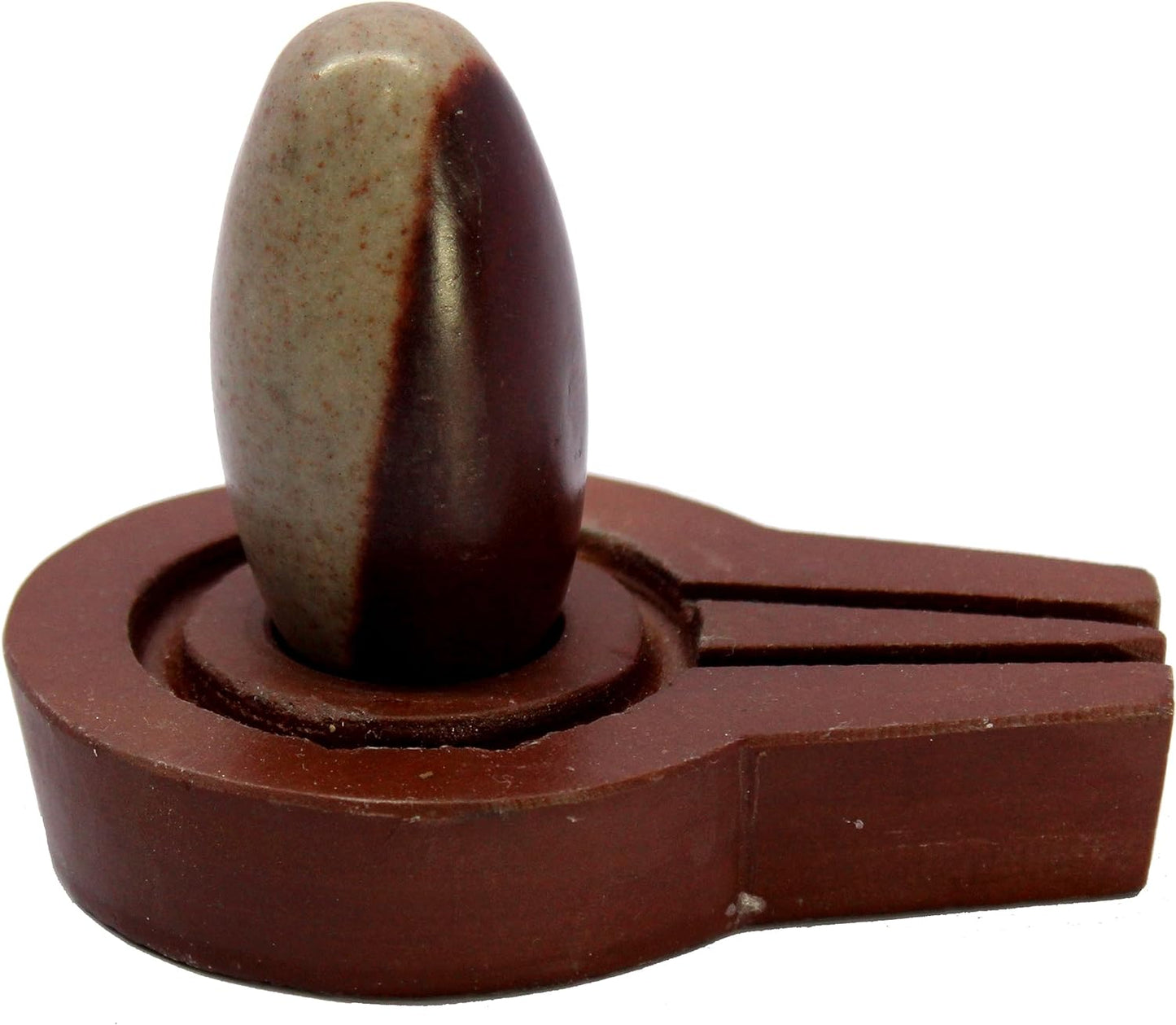 ESPLANADE Narmadeshwar Shivling Shiva Lingam Narmada Stone Jaladhari Narmada Stone for Temple Mandir Home - Brown - 4.25" Inches