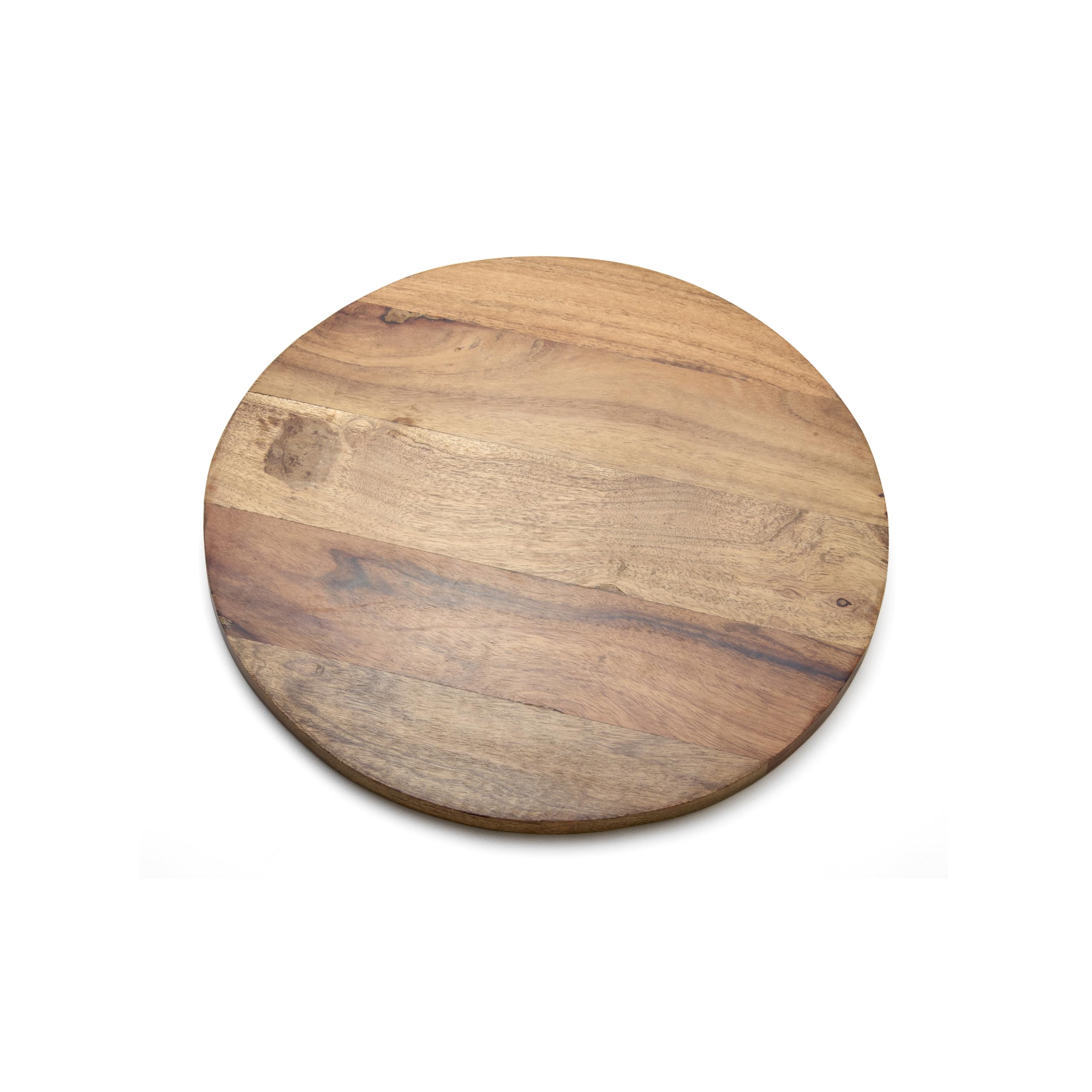 KLEO Wooden Round Chopping Board, Cutting Board, Serving Board | Acacia Wood Plate for Pizza, Vegetables, Fruits, and Cheese
