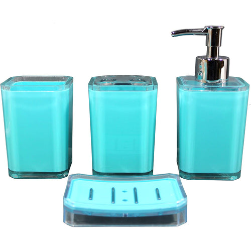 KLEO Bathroom Accessory Set Bath Accessories Set of 4 - Soap Dispenser, Toothbrush Holder, Utility and Soap Dish | Bath Set | Bathroom Accessories (Sea Blue)