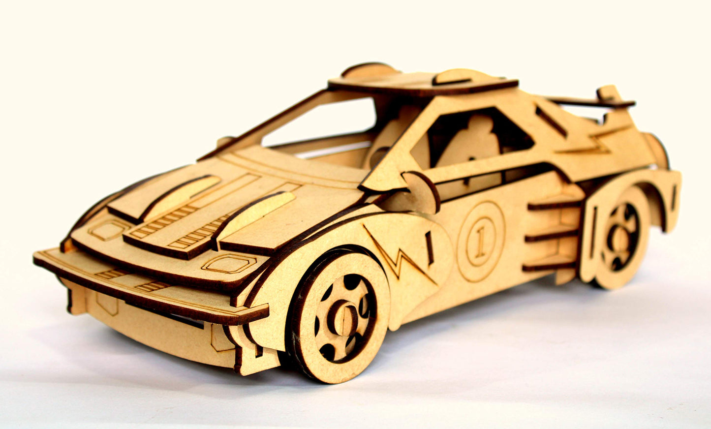 StonKraft 3D Wooden Puzzle Sports Car - Wooden, DIY, Build your own, Construction Toy, Modeling Kit | MDF Toys Car