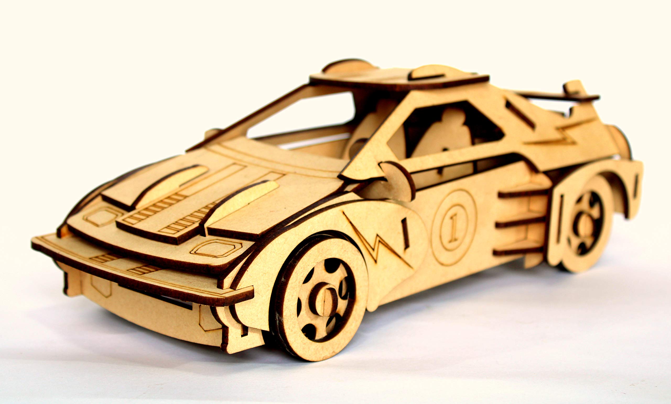StonKraft 3D Wooden Puzzle Car - Wooden, DIY Kit, Build Your own, Construction Toy, Modeling Kit | MDF Toys Car