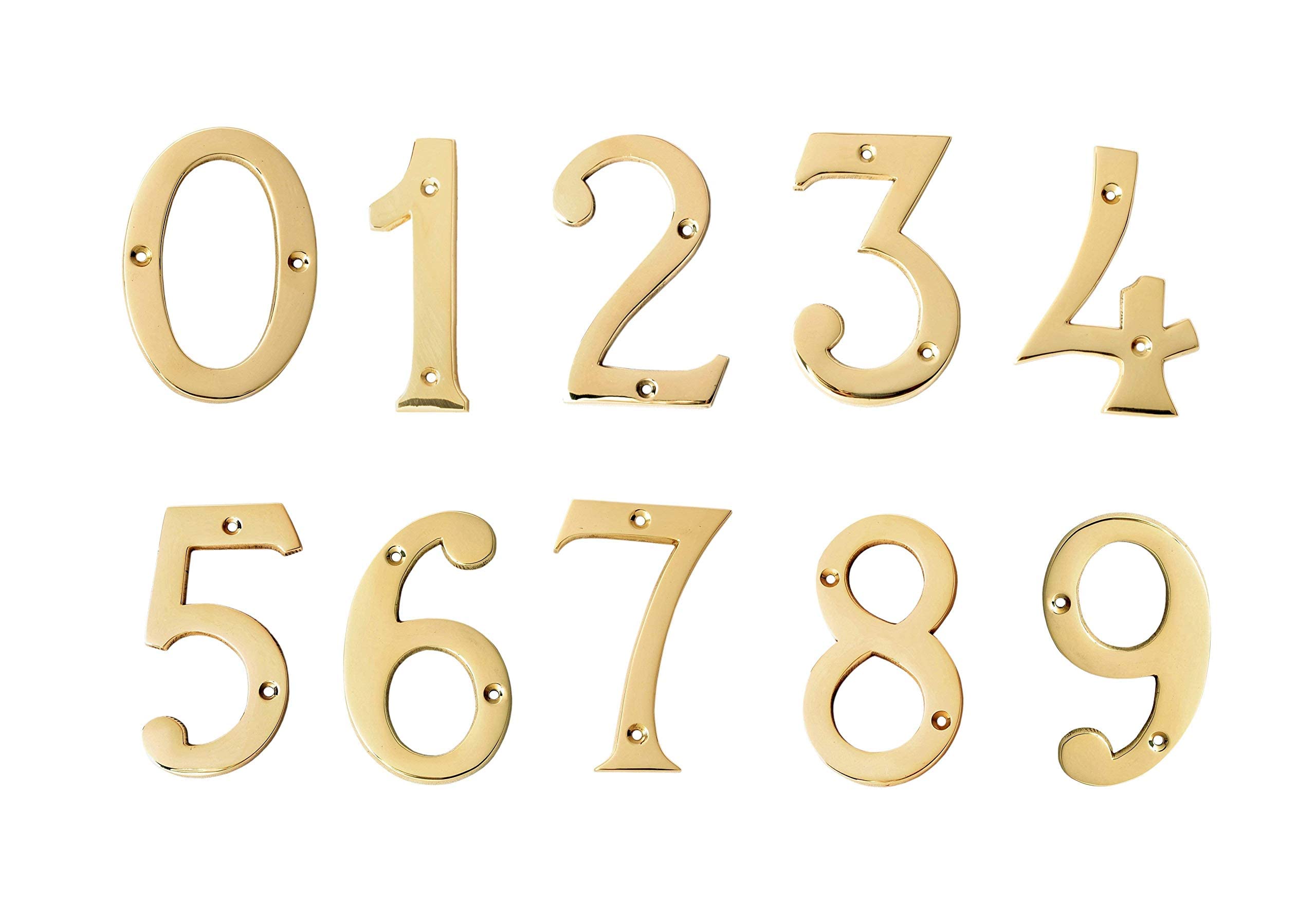 eSplanade 4" Brass House Hotel Door Number Plaque Numeric Numerical Digit 0-9