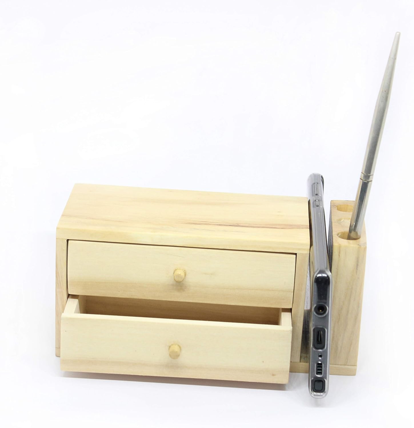 IVEI Sleek Pine Wood Rectangular Pen Stand for Father - Pen/Pencil Holder - Minimalistic Office Desk Organizer with Quote - Wooden Stationery Holder for Office and Study Table - Unique Budget Gifts