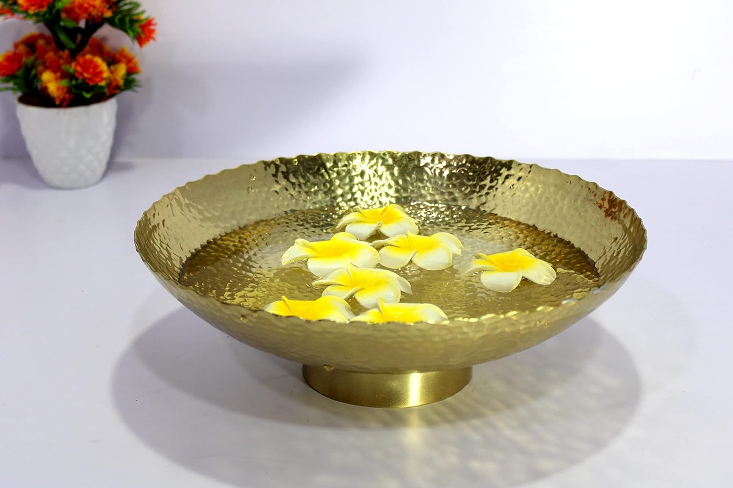 eSplanade - Ethnic Decorative Metal Urli Traditional Bowl - Fruits/Dry Fruits Bowl Showpiece for Dining/Drawing Room - Home Decor | 9.5" Inches Dia.-Small