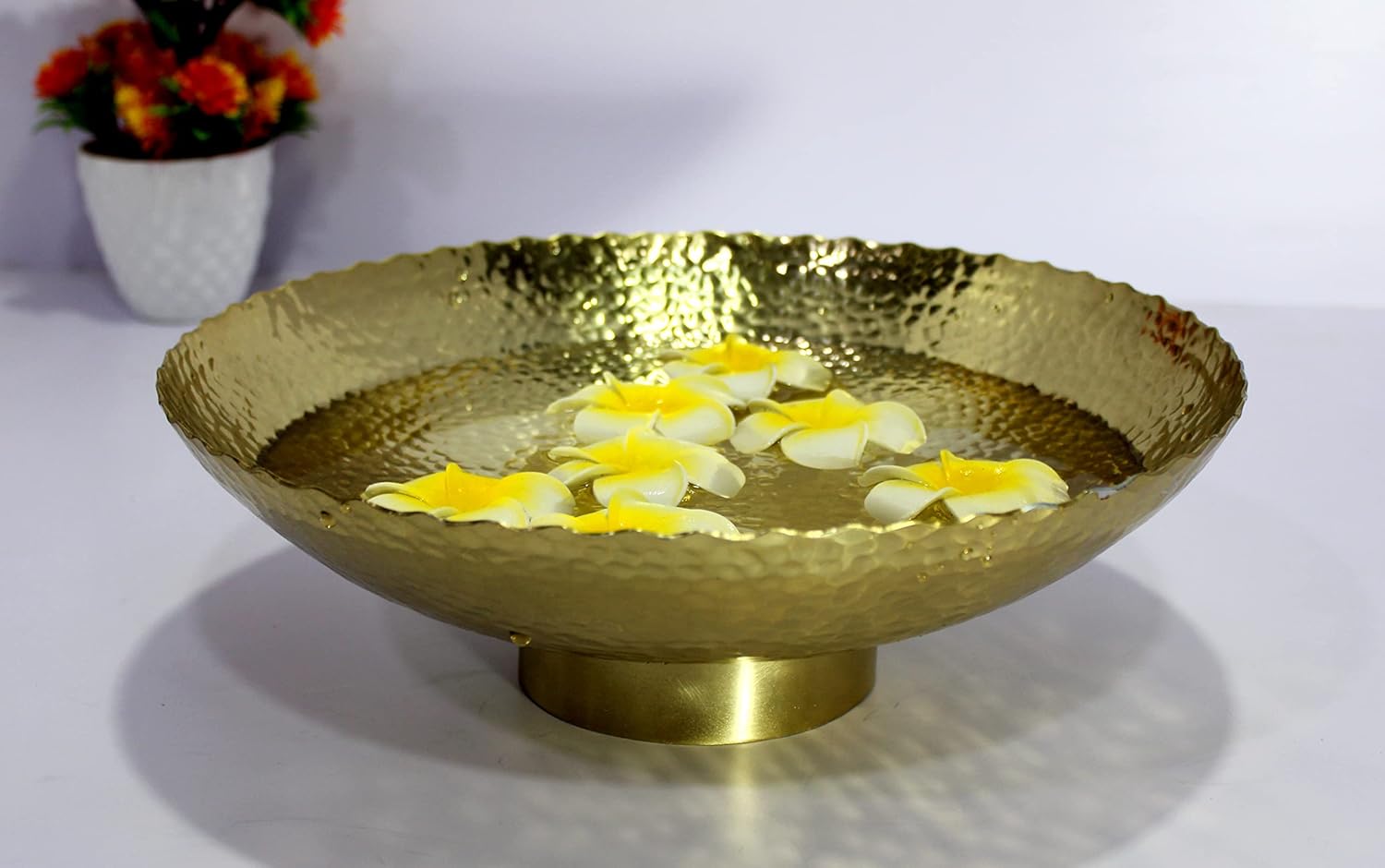 eSplanade - Ethnic Decorative Metal Urli Traditional Bowl - Fruits/Dry Fruits Bowl Showpiece for Dining/Drawing Room - Home Decor | 9.5" Inches Dia.-Small