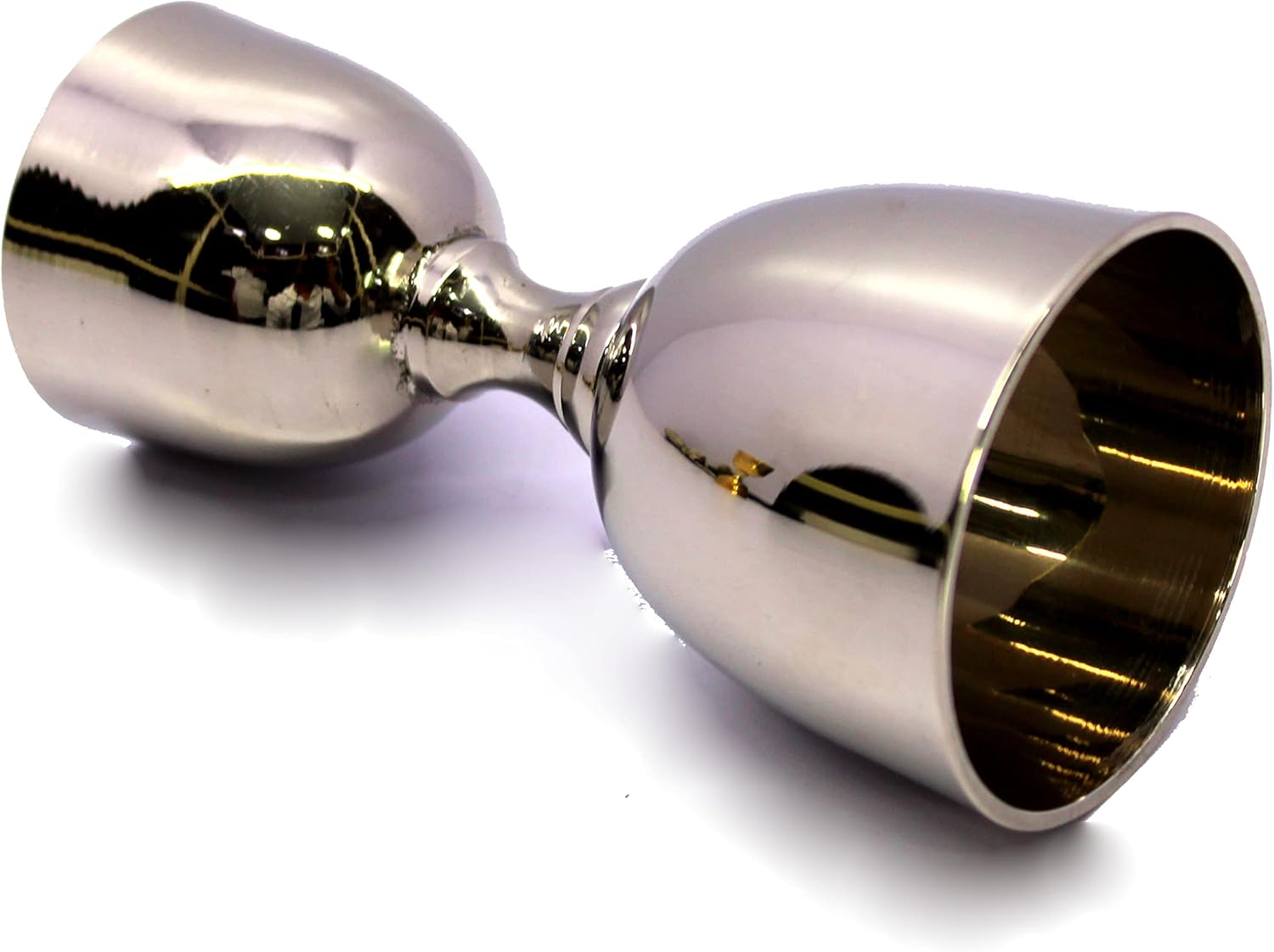 eSplanade Brass Liquor Peg Measuring Glass Jigger Bar Tool - Double Sided - 30 and 60 ml - Silver & Golden Engraved (Double Sided)