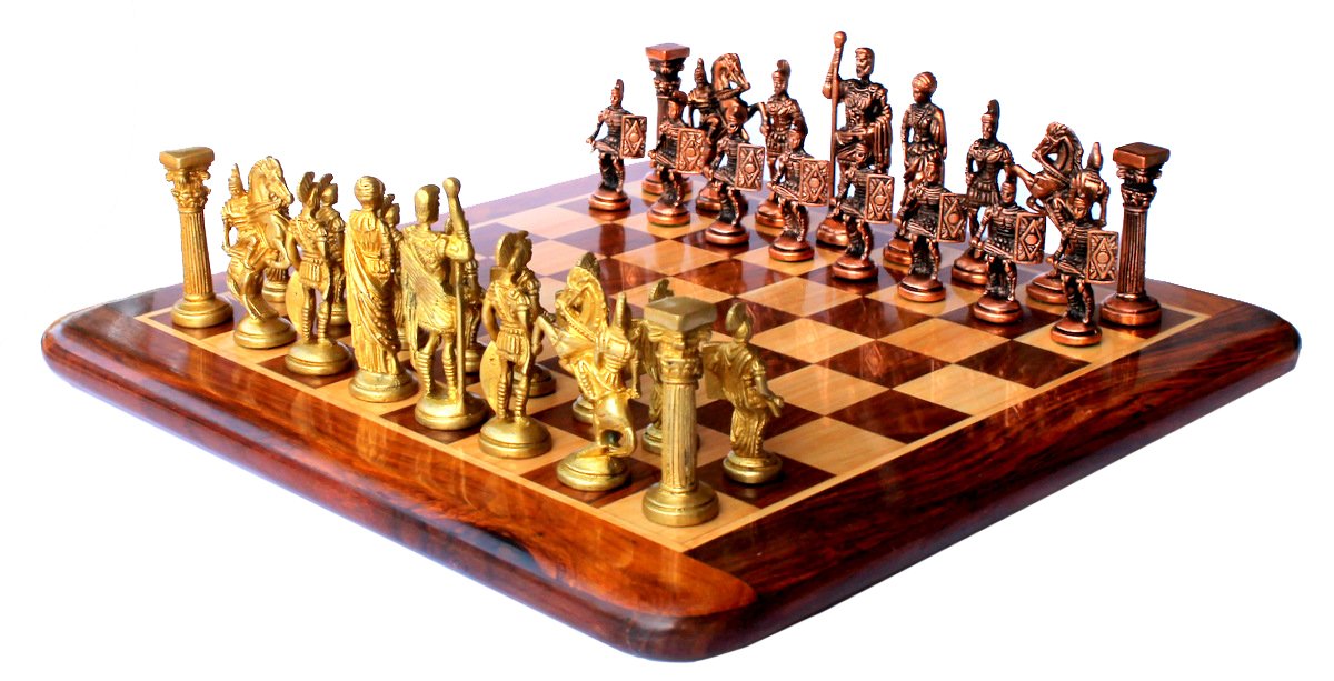 15" x 15? Collectible Acacia Wood Chess Game Board Set+Brass Crafted Pieces (Delivered Within 7 Days)