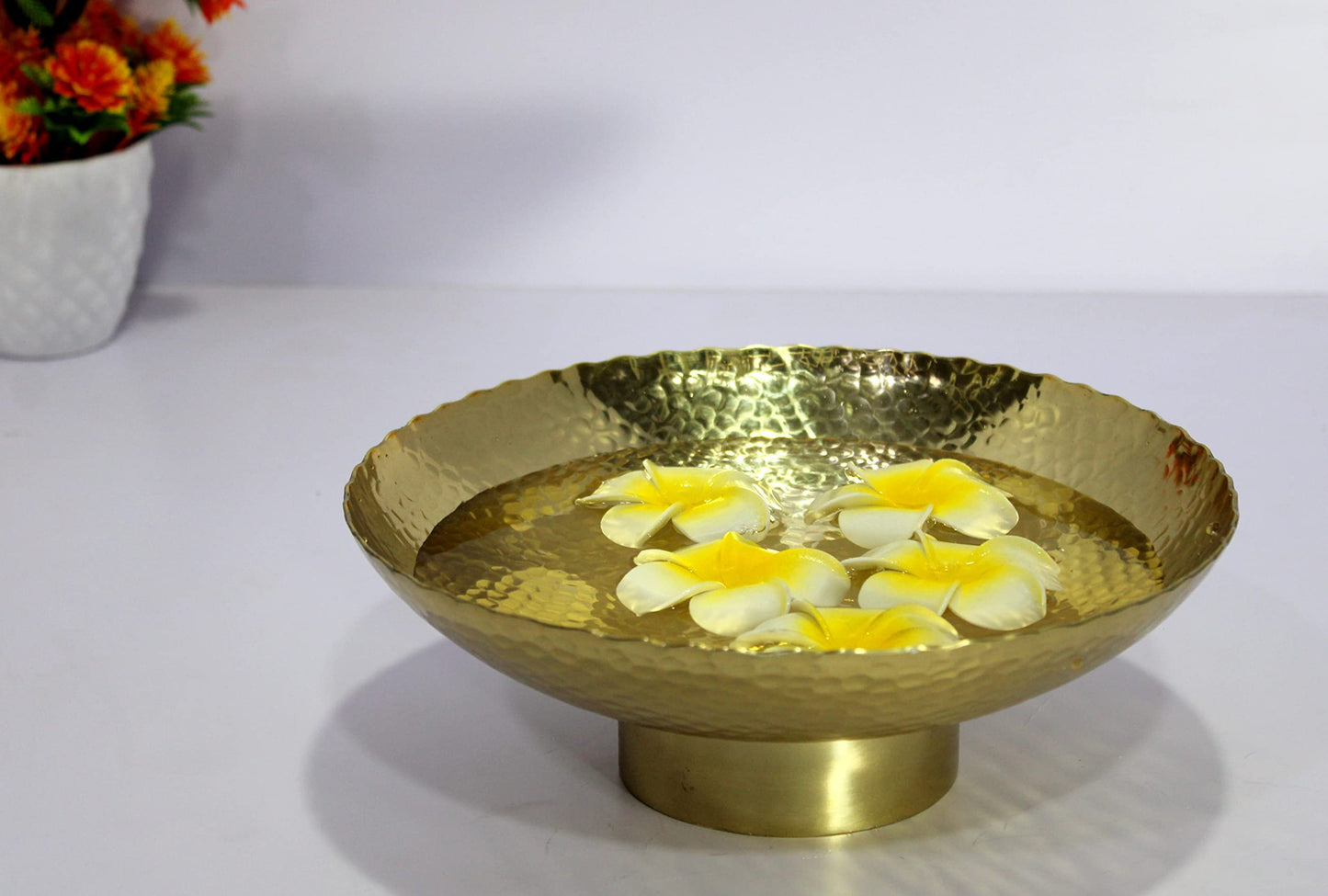 eSplanade - Ethnic Decorative Metal Urli Traditional Bowl - Fruits/Dry Fruits Bowl Showpiece for Dining/Drawing Room - Home Decor | 9.5" Inches Dia.-Small