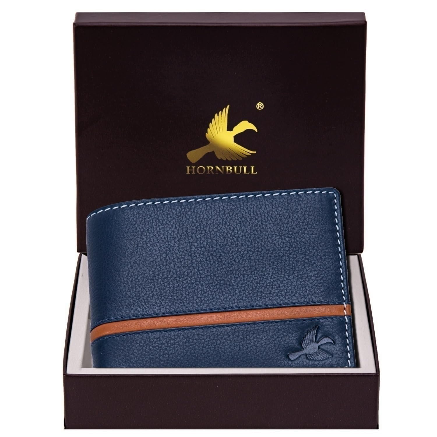 HORNBULL Denial Navy Leather Wallet for Men | Leather Mens Wallet with RFID Blocking | Wallets Men Genuine Leather