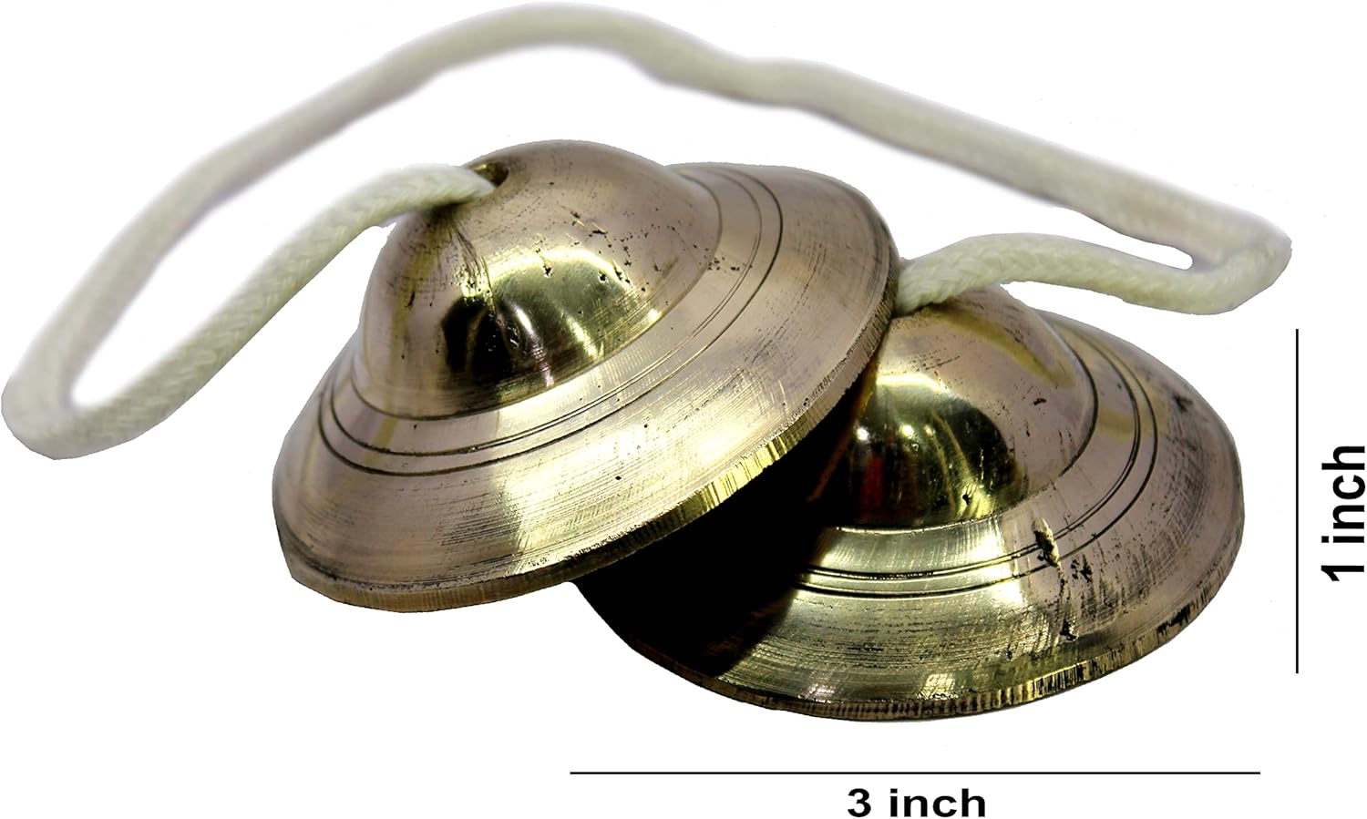 eSplanade Brass Manjeera set Clash Cymbals Hand Cymbals - 3" & 2.4" Inches Dia. - Golden