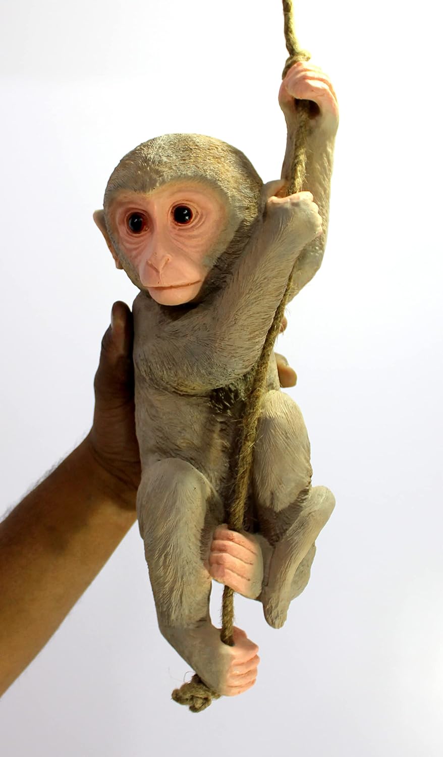 eSplanade Resin Hanging Monkey with Rope Showpiece for Home Decor - 15" Inches - Brown