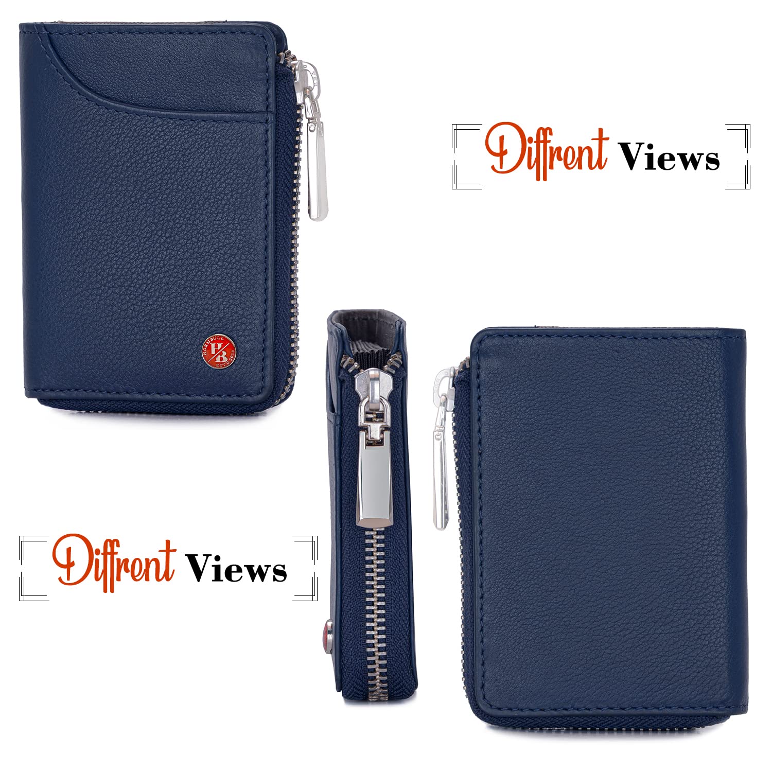HORNBULL Steve RFID Blocking Leather Wallet for Men | Vertical Credit Debit Card Holder (Navy1)