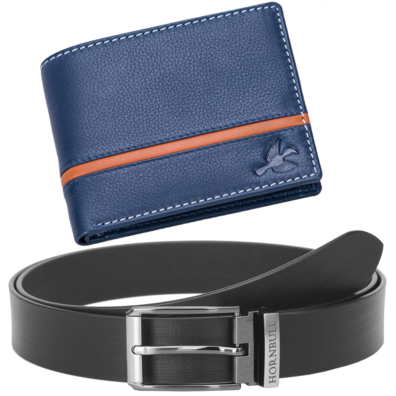 HORNBULL Denial Leather Combo Gift For Men | Wallets Men With Rfid Blocking | Mens Wallet (Bw104150),blue