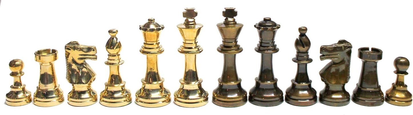 StonKraft 14" X 14 Wooden Chess Game Board Set + Brass Chess Pieces Staunton, best gift idea for birthday and Christmas