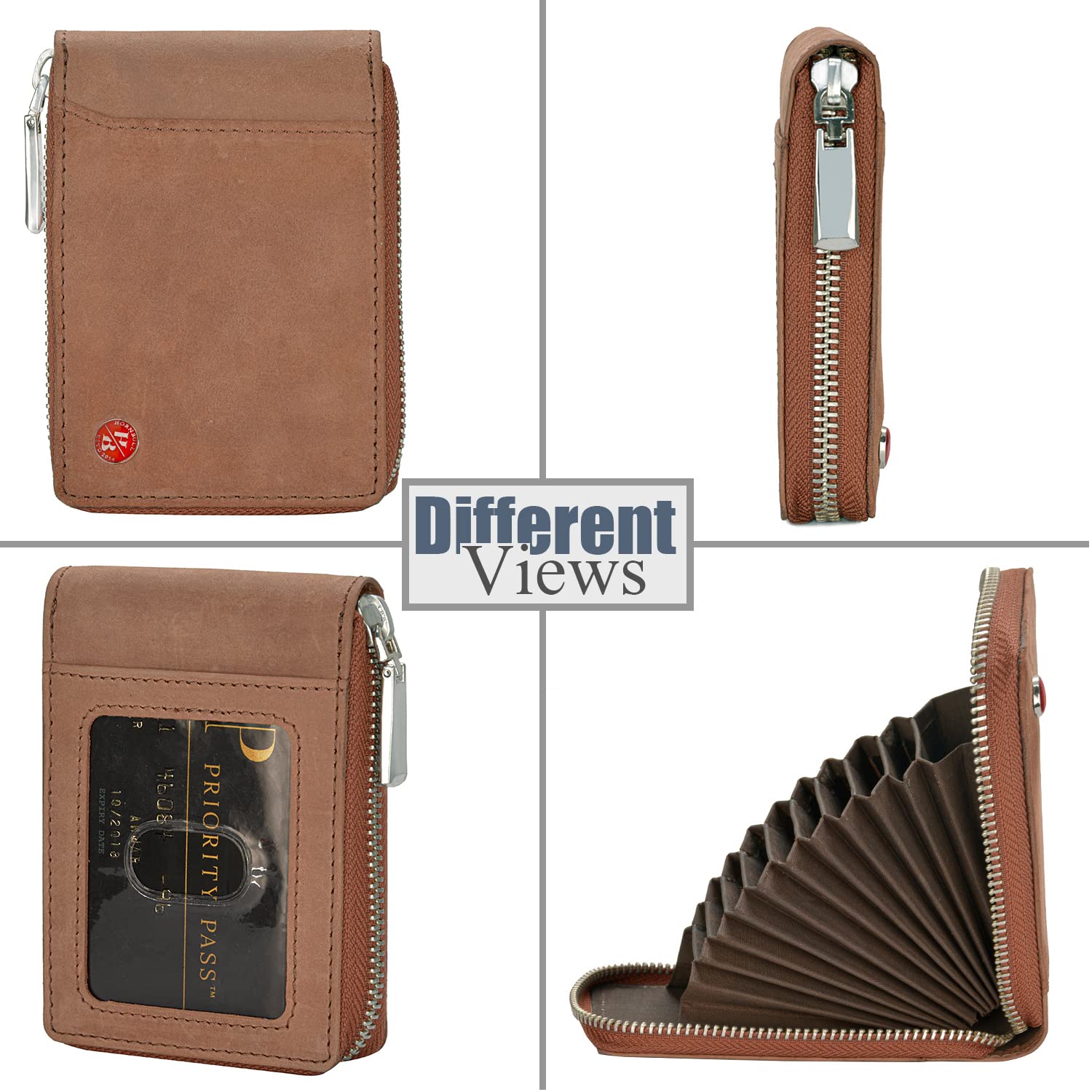 HORNBULL Steve Brown RFID Blocking Leather Wallet for Men | Vertical Credit Debit Card Holder
