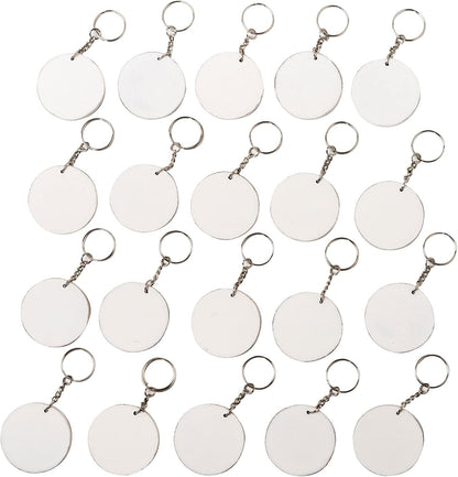 IVEI DIY MDF Key Chains Wood Sheet Craft with Primer -MDF Plain Circle Key Chains for Painting Wooden Sheet Craft - Set of 20-2 in X 2