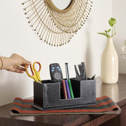 IVEI Faux Leather Pen Stand for Table, Multiple Compartments Desk Organiser Office Table, Slot for Business Cards, Premium Pen Holder, Elegant Office Desk Decorative Items, Stylish Gifts for Men