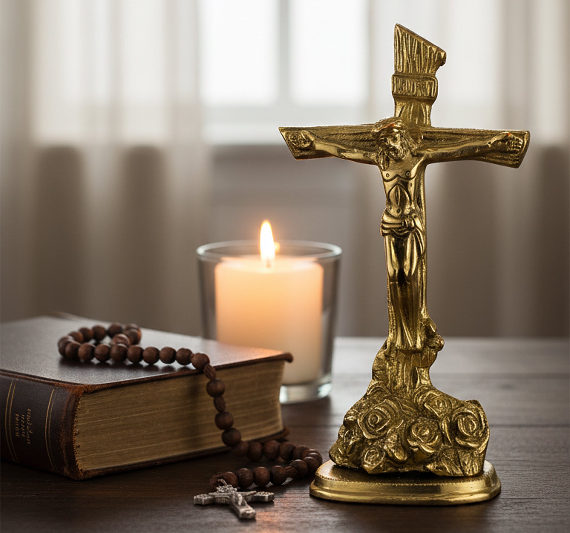 StonKraft Brass Holy Statue of Jesus Christ - Jesus Cross - Idol Statue Sculpture - 8" Inches