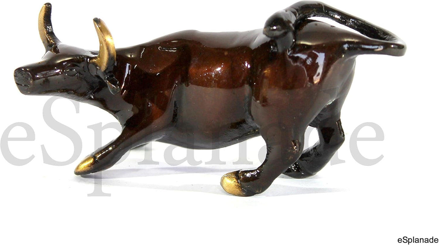 eSplanade Brass Charging Bull - Wall Street Charging Bull - Bowling Green Bull - 5" Inches Showpiece | Home Decor