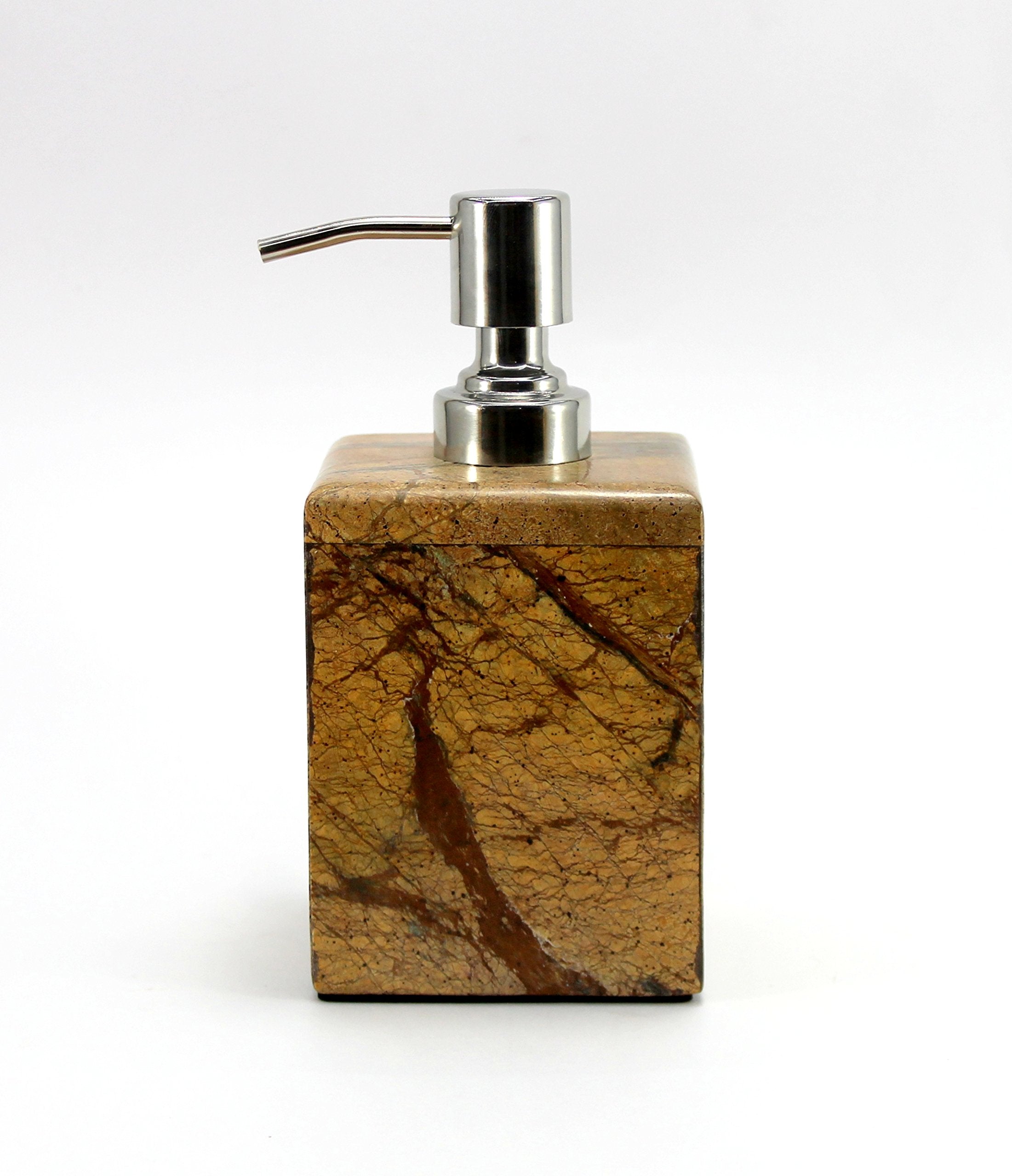 KLEO Soap Dispenser Lotion Dispenser - Made of Natural Stone - Bathroom Accessories Bath Set - Multicolour