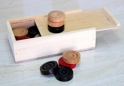 StonKraft Wooden Carrom Coins with Wooden Box