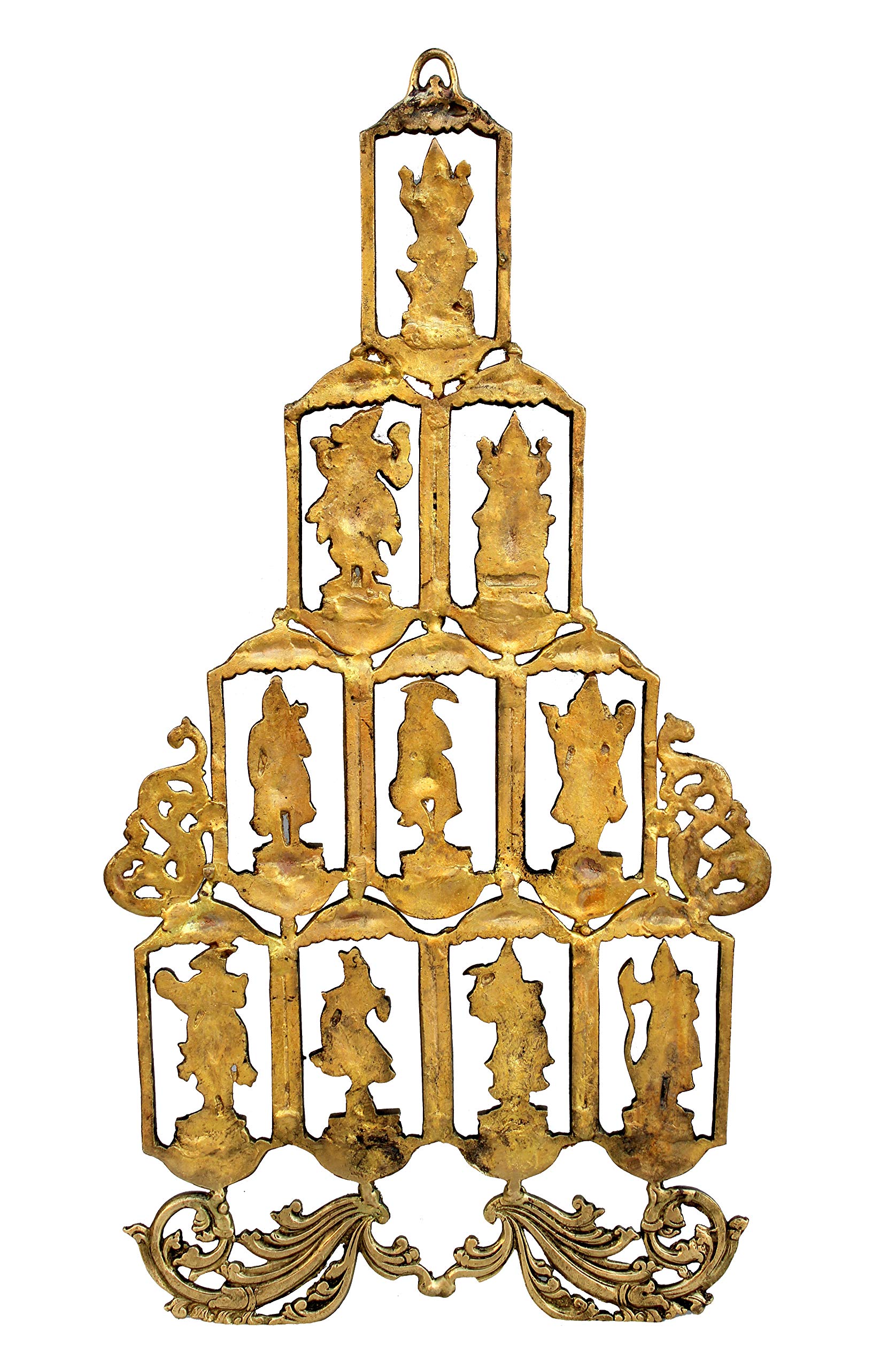 eSplanade - Brass Vishnu Dashavatar Dashavatara Dasavatharam - Ten Incarnations Avtars - Ten Incarnations of Lord Vishnu - Wall Hanging