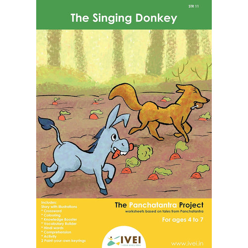 IVEI Panchatantra Kids Learning Book - Workbook and 2 DIY Keychains of Panchatantra Story - Colouring Activity Worksheets - Creative Fun Activity and Education For Kids - The Singing Donkey ( Age 4 to 7 Years )