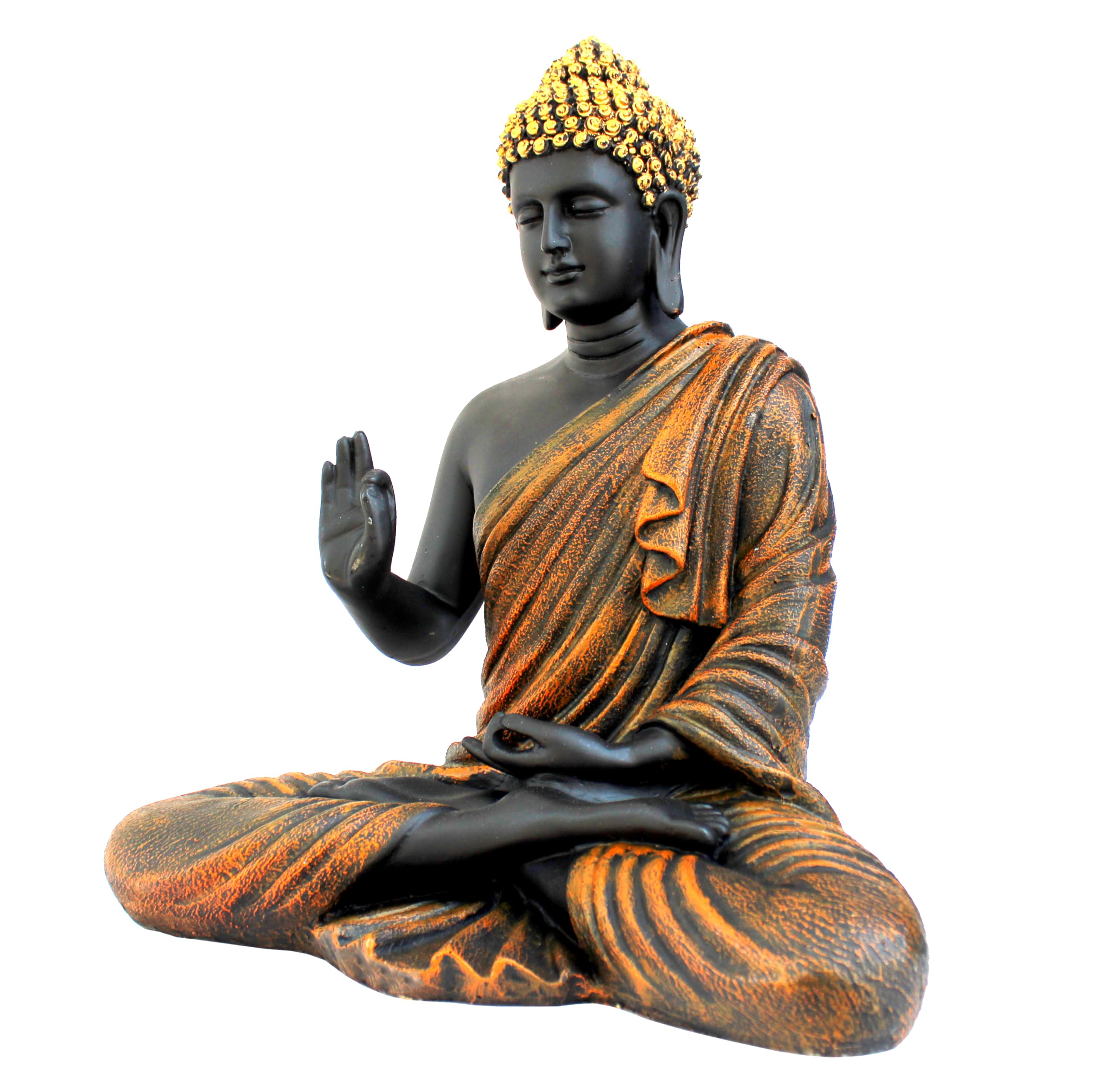 ESPLANADE Resin Meditating Buddha Showpiece | Home Decor | Idol Statue Figurine Murti | Tibetan Buddhist Statue - 14.5 Inches Height